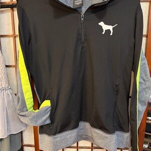 PINK Victoria's Secret Black and Heather Gray Zip Pullover